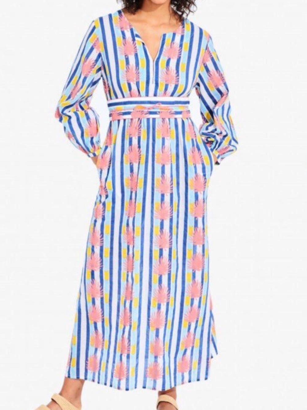 Roberta Roller Rabbit Blue, Pink & Yellow Striped Floral Maxi Dress